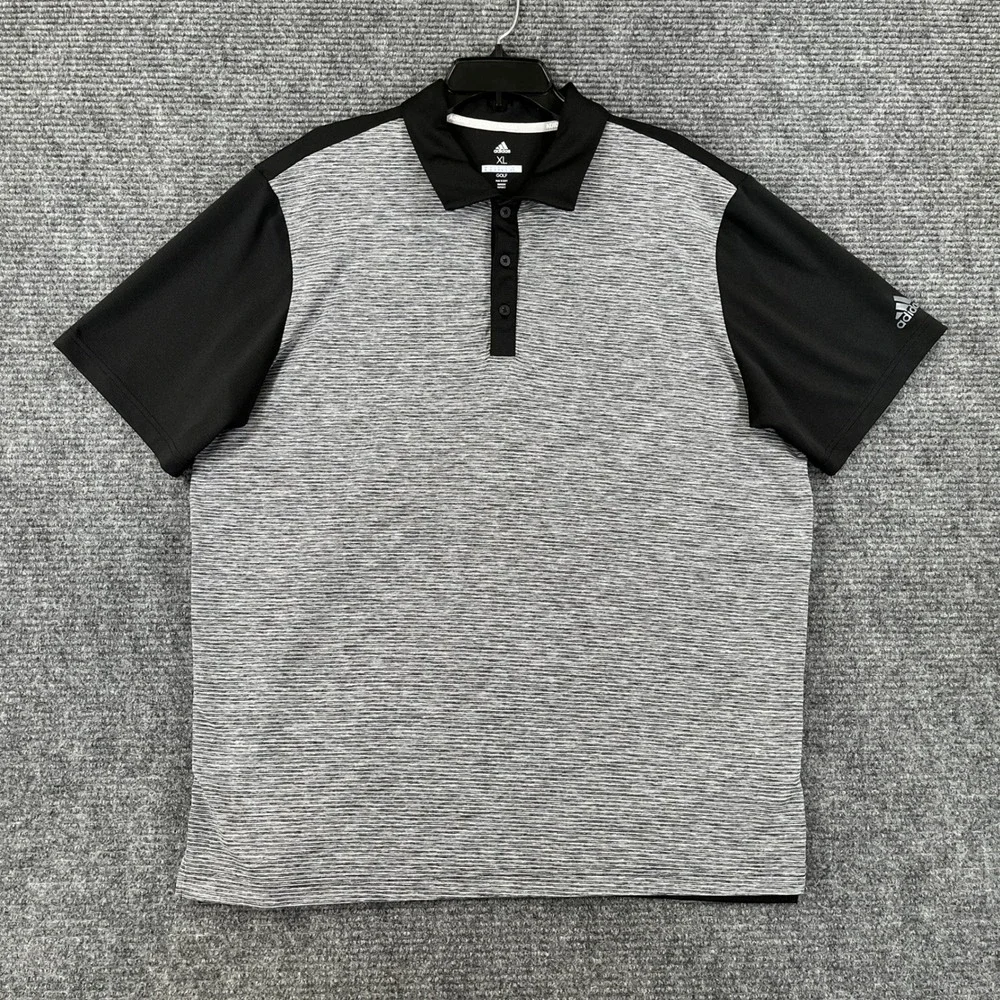 Adidas Golf Performance Polo Shirt Mens XL Grey Short Sleeve Athletic Course